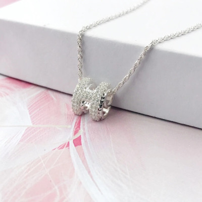 Dây Chuyền Vòng Cổ Bạc Chuẩn 925 Xoắn Kép Chữ H Phay Máy Sang Trọng Sáng Đẹp BẠC HIỂU MINH DMD456