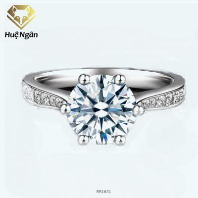Nhẫn bạc 925 Huệ Ngân - 6 chấu Viền đá 6 li RR1631