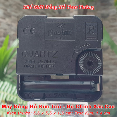 Máy Đồng Hồ Eastar Kim Trôi Cao Cấp + Bộ Kim Đao (Kim Nhọn) Màu Vàng Đồng và Kèm theo 1 Pin Tiểu AA