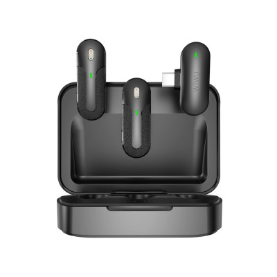 Micro Không Dây WiWU WI-WM002 Dùng Cho Livestream, Âm Thanh Chất Lượng Cao, 2 mic - Hàng Chính Hãng