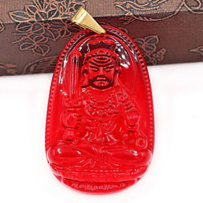 Mặt dây chuyền Phật Bất Động Minh Vương thủy tinh đỏ size nhỏ 3.6cm MFBO1 - phật bản mệnh tuổi Dậu