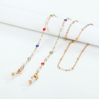 Dây đeo kính mix ngọc trai và pha lê nhân tạo ấn tượng dây đeo khẩu trang chống rơi rớt chống thất lạc fashion new trend