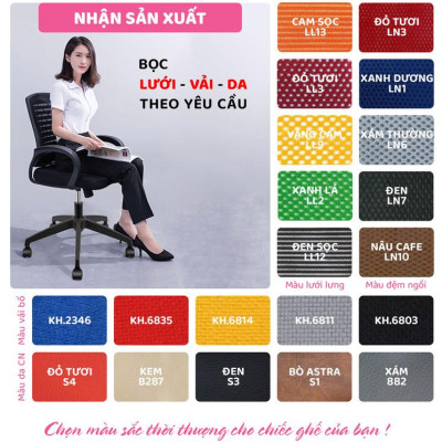 Ghế xoay văn phòng lưng trung rời bọc vải SMLIFE Nathaniel