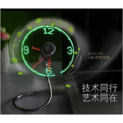 Quạt mini Cầm Tay dc 5v Bằng Kim Loại Hiển Thị Đồng Hồ Đèn led Hiển Thị Thời Gian Thực