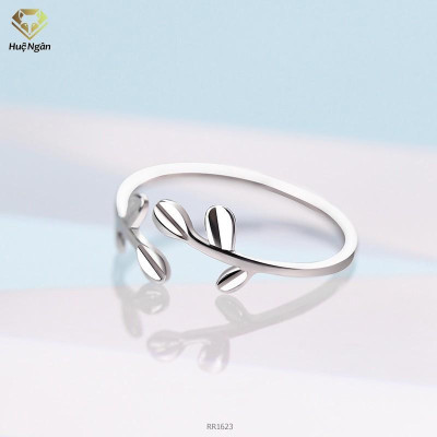 Nhẫn bạc 925 Huệ Ngân - Lá nhỏ trơn không đá free size RR1623
