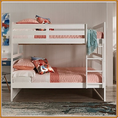 Giường 2 tầng Tundo màu trắng cầu thang treo 