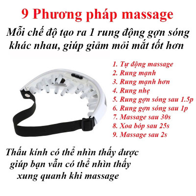 Thư Giãn Hoàn Hảo: Kính Mắt Massage 9 Chế Độ Rung Chuyên Sâu Loại Tốt