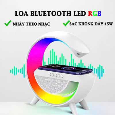 Loa Bluetooth Chữ G LED RGB, Sạc Nhanh Không Dây, Đèn Nháy Theo Nhạc, Đồng Hồ Báo Giờ Đa Chức Năng - HÀNG CHÍNH HÃNG MINIIN