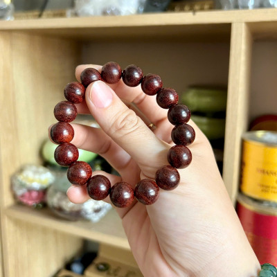 Vòng Gỗ Tử Đàn Ấn 12li - Vòng đeo tay Cao Cấp Tiểu Diệp Lá Nhỏ Kim Sa Nhiều Sao Phong Thủy