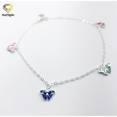 Lắc chân bạc Ý 925 Huệ Ngân-Cánh Bướm Mùa Xuân JL040