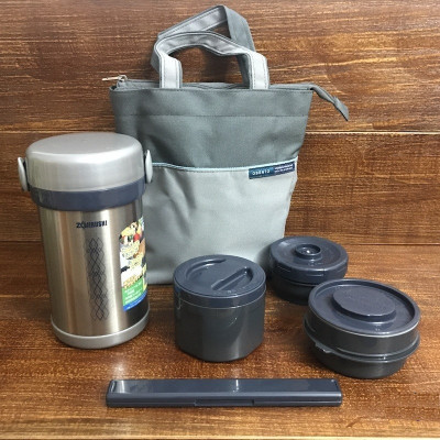 Hộp cơm giữ nhiệt 3 ngăn Zojirushi SL-NC09-ST 0.84L sản xuất tại Thái Lan