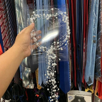 Cài tóc cô dâu hoa voan hạt trai vòng phụ kiện cưới Giang