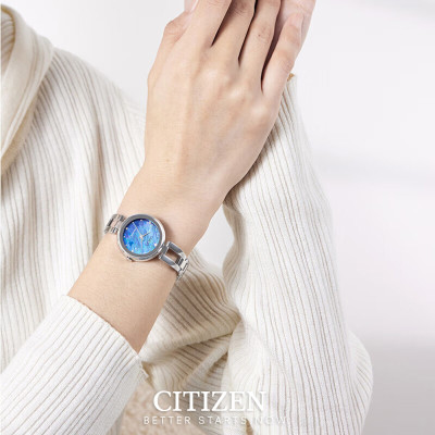 Đồng Hồ Nữ Citizen Eco-Drive Đính Đá Swarovski Dây Thép Không Gỉ EM0801-85N - Mặt Xà Cừ (28mm)