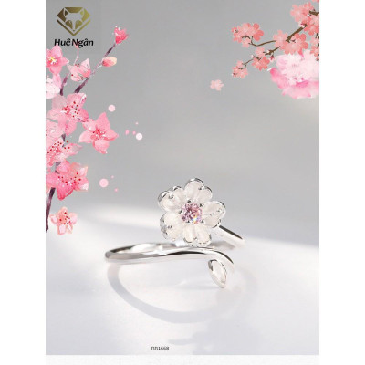 Nhẫn bạc Ý 925 Huệ Ngân - Hoa anh đào RR1668