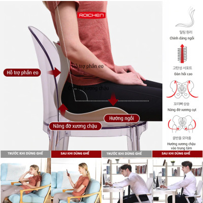 [Mình Ngọc_Chi phí thấp nhất _Ghế Roichen] Ghế  chỉnh dáng ngồi đúng Roichen Hàn Quốc, Ghế dành cho Nữ Màu Tím nhạt