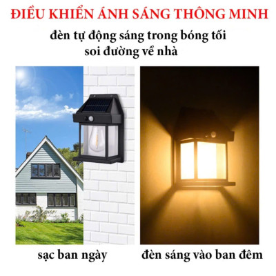 Đèn sân vườn năng lượng mặt trời cảm biến chuyển động, cảm biến ánh sáng tự động bặt tắt, đèn mặt trời 3 chế độ