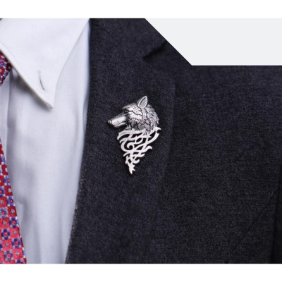 Ghim cài áo vest - phụ kiện cài áo ghim hình sói 2 màu - Full box