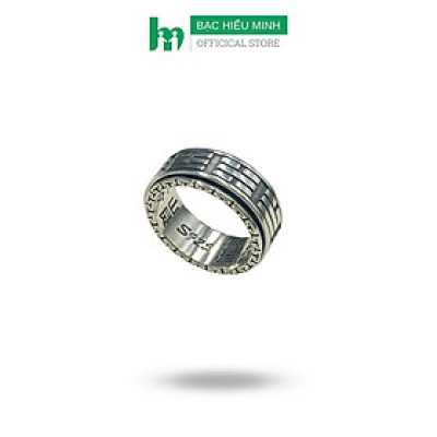 Nhẫn Xoay Nam Bạc Thái 925 Hình Bát Quái Âm Dương Bạc Hiểu Minh NA043 
