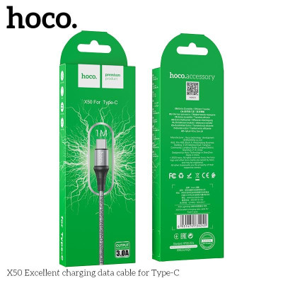 Cáp Sạc Nhanh 3A Hoco X50 Type-C Cho Samsung, Xiaomi, Oppo, Android,... Cáp Dây Dù Siêu Bền - Hàng Chính Hãng