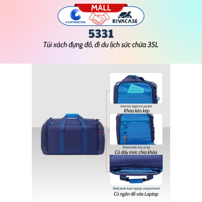 Túi Xách Du Lịch Rivacase 5331 Sức Chứa 35L - Bảo Hành 24 Tháng - Hàng Chính Hãng