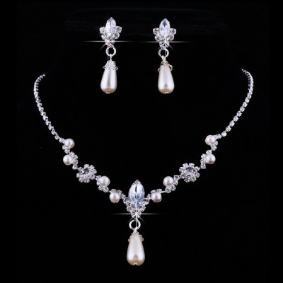 Bộ trang sức cô dâu xinh đẹp 2 món giọt nước rhinestone  CD2204