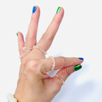 PHỤ KIỆN NỮ HANDMADE MÀU HỒNG MÃ 05 DẠNG TRÒN TRONG SUỐT LẤP LÁNH