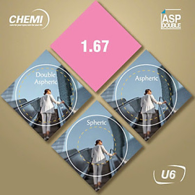Tròng kính chemi 1.67 cận phi cầu phẳng chống ánh sáng xanh chống uv thời trang OURESS
