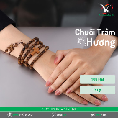 Chuỗi Trầm Hương Thiên Nhiên Mùi Thơm Mạnh - Màu Đậm