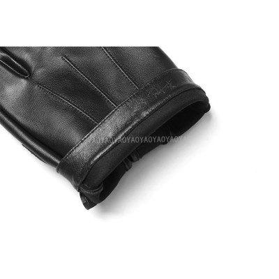 Găng tay nam hở ngón chống trơn BHYST55 Găng tay phượt lót lông, da cừu thật. thoái mái lái xe.