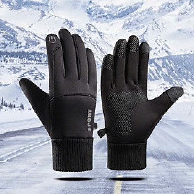 Găng tay nam giữ ấm mùa đông cảm ứng điện thoại chống nước tương đối tốt lót nỉ lông cam cấp GTN668