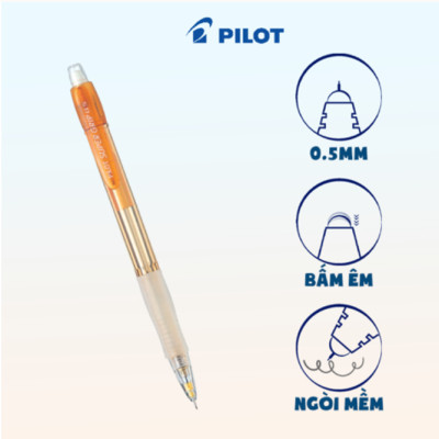 Bút chì bấm Super Grip Neon (Thân cam) H-185N-O-2B