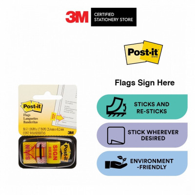 Vỉ 50 miếng noted đánh dấu trình ký Post It Sign Here 3M SB-680-9 - Đánh dấu, phân trang tập vở tài liệu