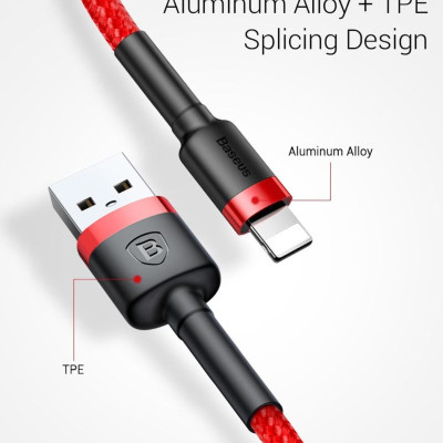 Cáp sạc dù nhanh Baseus Cafule Series 2.4A Usb to Light-ning CALKLF - hàng chính hãng
