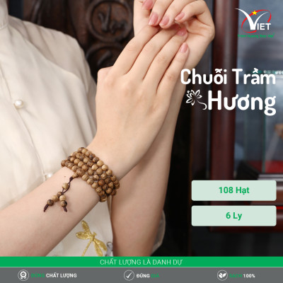 Chuỗi Trầm Tốc Thiên Nhiên 108 Hạt - Thanh Lịch - Mùi Thơm Dịu Nhẹ