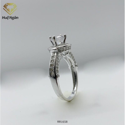 Nhẫn bạc 925 Huệ Ngân - 4 Chấu viền đá xinh 6 li RR1658