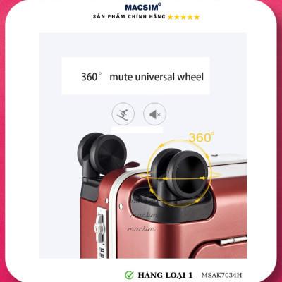 Vali cao cấp Macsim Aksen hàng loại 1 MSAK7034H cỡ 20 inch- màu đỏ