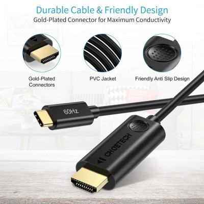 Cáp chuyển Choetech CH0019 Type C sang HDMI 2.0 dài 1.8M (hàng chính hãng)