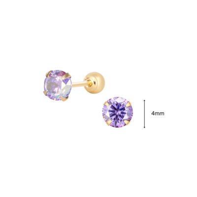 Khuyên Tai Vàng 14KY Lavender Aurora CZ (V0186) - MOON Jewelry