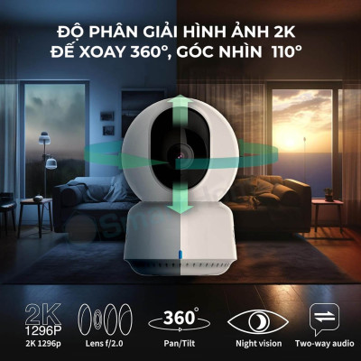 Camera thông minh Aqara E1 CH-C01E Wifi 6E Xoay 360 2K indoor Bản Quốc Tế - Hàng Chính Hãng