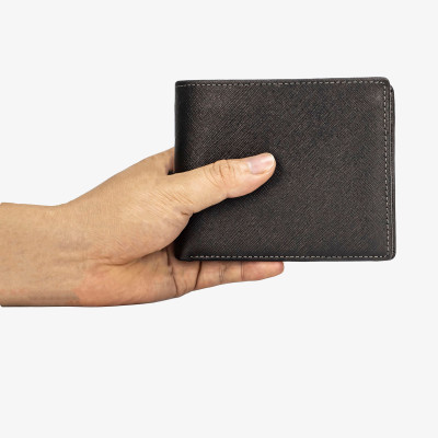 Ví nam, bóp nam da bò Saffiano Bụi Leather V141 - Bảo hành 12 tháng