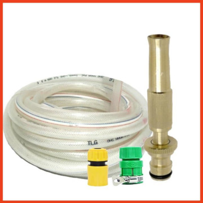 Tưới cây rửa xe Bộ dây và vòi xịt tăng áp lực nước 300% loại 25m cút nhựa,nối nhựa 206587