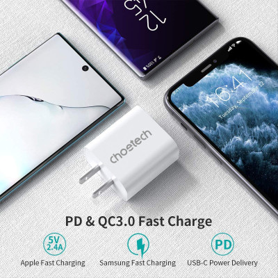 Adapter Củ Sạc CHOETECH PD5005 PD 20W Chuyên Sạc Nhanh iPhone, iPad - Hàng Chính Hãng