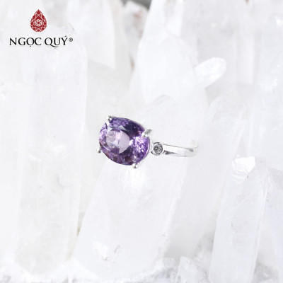 Nhẫn bạc nữ đá thạch anh tím mệnh hỏa. thổ - Ngọc Quý Gemstones