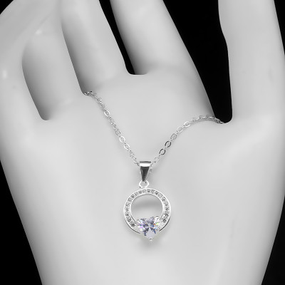 Dây Và Mặt Dây Chuyền Bạc Hiểu Minh DMD351 Trái tim và cầu vồng