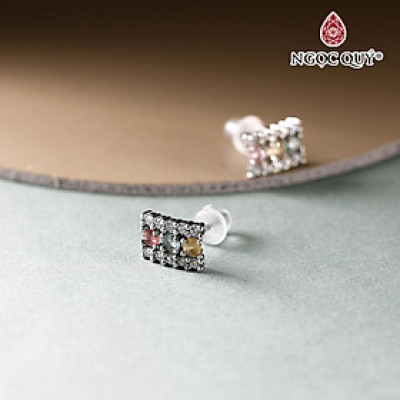 Bông tai Tourmaline tam tài 9x7mm - Ngọc Quý Gemstones