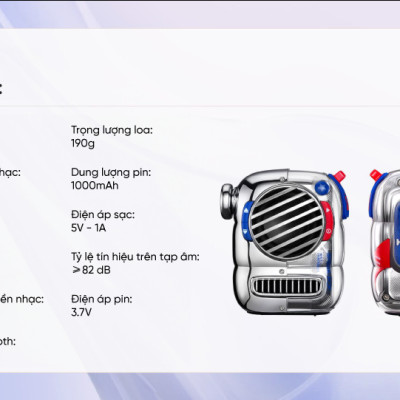 Loa Bluetooth Divoom Spark-Pop công suất 5W, thiết kế ấn tượng dung lượng pin 1000mAh - Hàng chính hãng