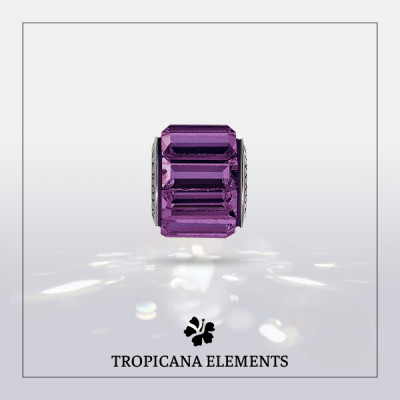 Lắc Tay Tropicana Phối Charm Swarovski Pave Tim Tím