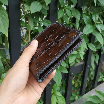 Ví Da Cá Sấu Vây Đuôi 2 mặt Rất Đẹp! ĐAN VIỀN THỦ CÔNG VÔ CÙNG CHẮC CHẮN