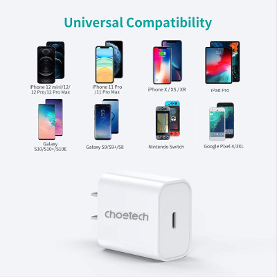 Adapter Củ Sạc CHOETECH PD5005 PD 20W Chuyên Sạc Nhanh iPhone, iPad - Hàng Chính Hãng