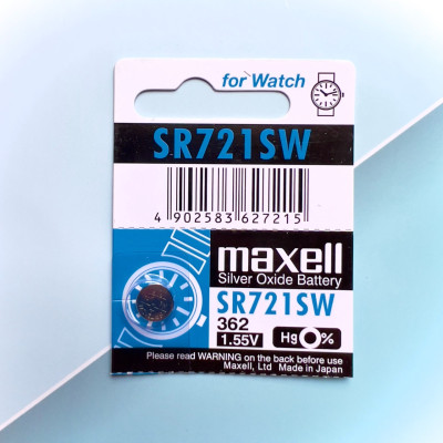 Vỉ 5 Viên Pin SR721SW / 362 / G11 Maxell Nhật Bản 1.55V Đồng Hồ Đeo Tay